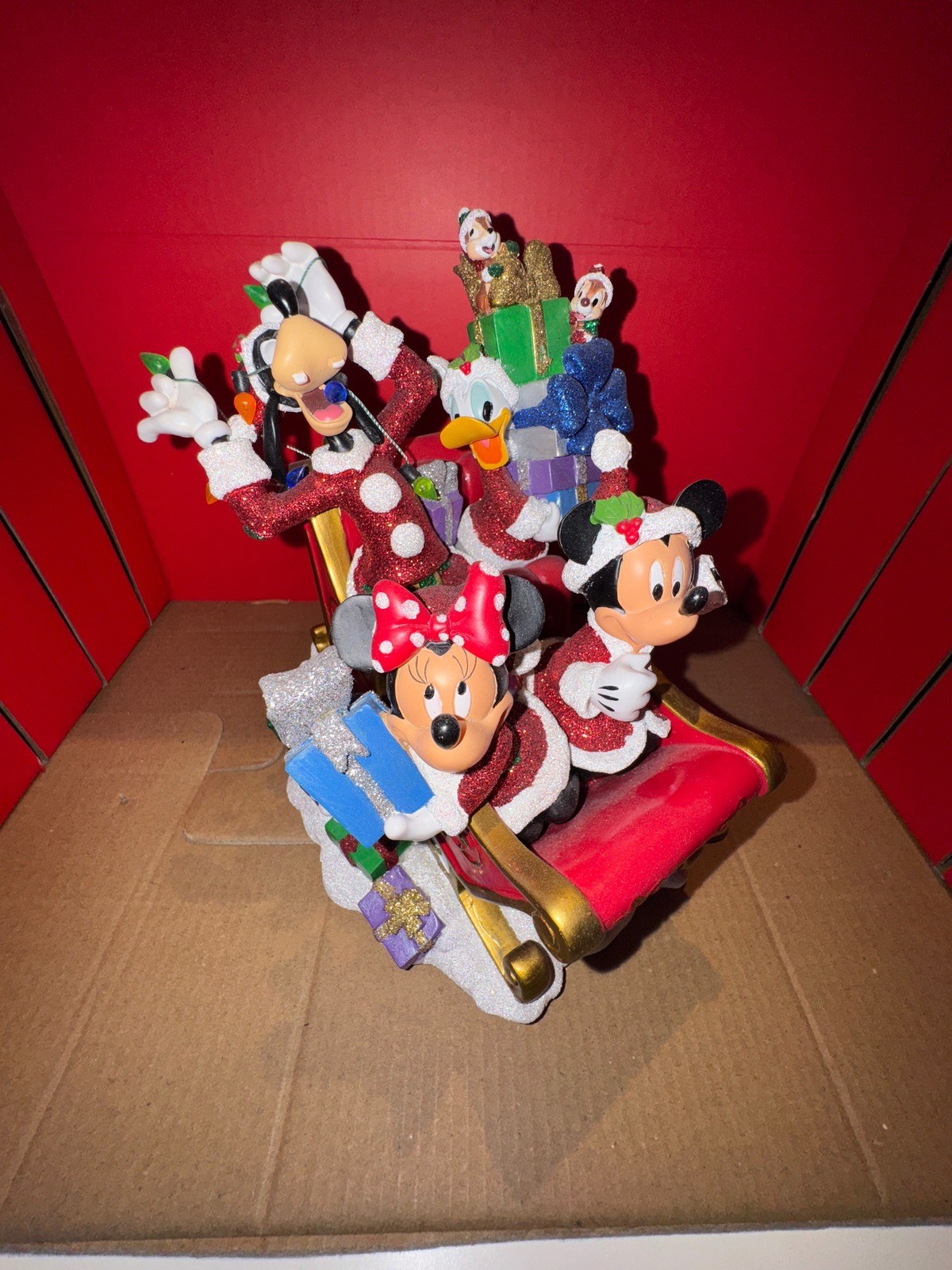 CHRISTMAS Mickey and Friends Riding In A Sleigh Delivering Presents