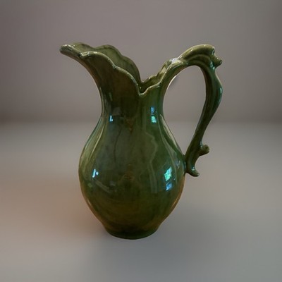 RARE Vintage Royal Haeger 4058 Mottled Green Pottery Pitcher 10 in.