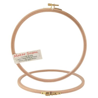 Maker Susan 11'' Wood Embroidery Hoop Round Beechwood Cross Stitch Hoop w/ Adjust