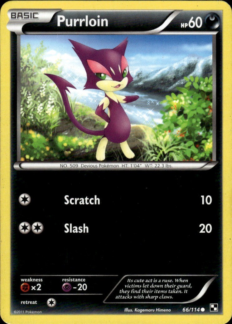 Purrloin 66/114 Common Black & White Pokemon Lightly Played