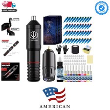Tattoo Pen Kit - POSEIDON Wireless Tattoo Machine Kit, Tattoo Gun Kit with Ta...