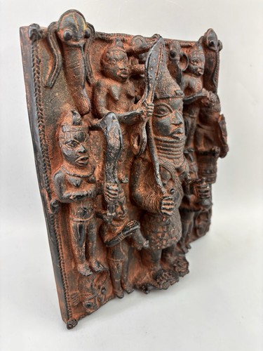 Vintage High Relief Thailand Bali Chalkware Bronze Finish Hanging Wall Sculpture - Picture 11 of 13