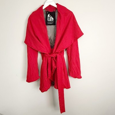 G.E.T EQUIPMENT GENERAL TECHNIQUE Women s Red Cape Jacket Belted Size M **READ**