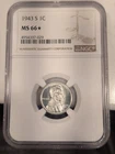 1943-S Cent NGC MS66* Semi PL