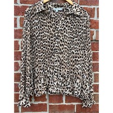 Chico's Leopard Print Pleated Button-Front Blouse - Beige/Brown/Black