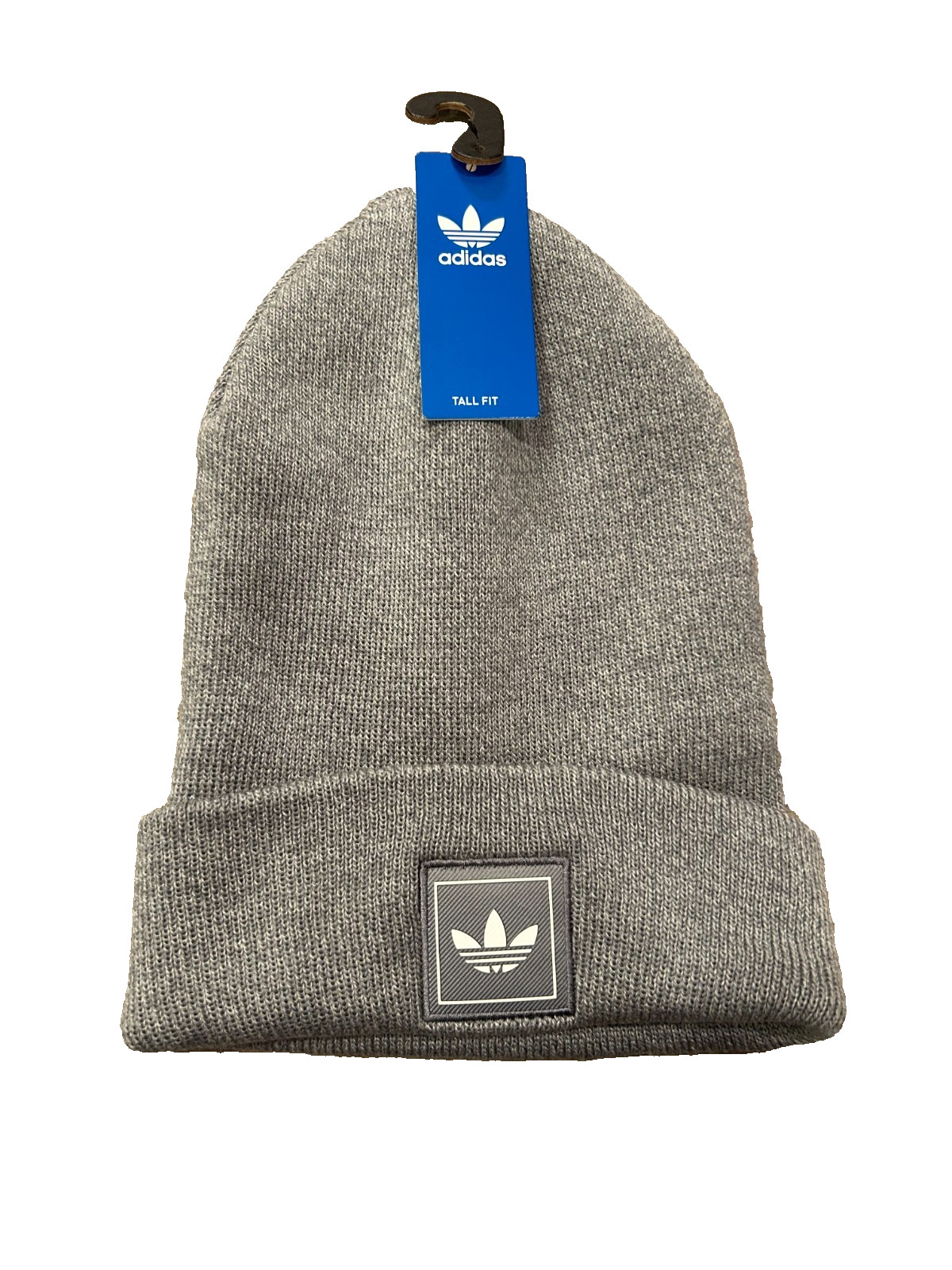 Adidas Originals Beanie Hat Cap Gray White Tall Fit One Size
