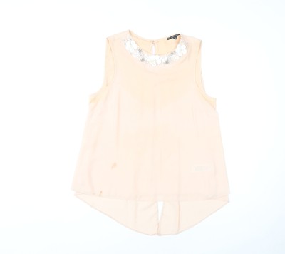 New Look Damen beige Perlen ärmellose Bluse 12