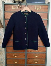 VTG Geiger Tyrol Blue Button Up Boiled Wool Sweater Jacket Size 36 Austria