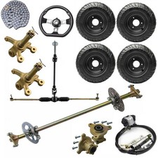 29" Go kart Rear Axle Kit Front Steering Rack 6" Wheels for Golf Cart Trike Drif