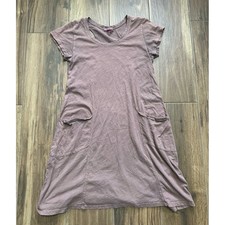 Fresh Produce Womens XS Mauve Brown Slub Cotton Pocket T-Shirt Dress Made in USA