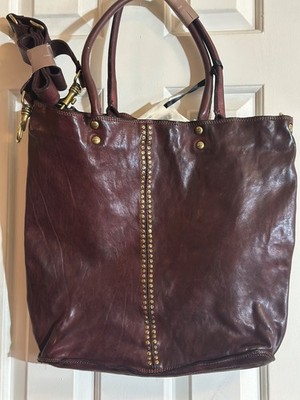 CAMPOMAGGI BURGUNDY ITALIAN LEATHER TOTE SHOPPER BAG PURSE (NWT)