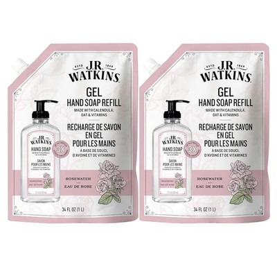 34 Fl Oz, 2 Pack, Gel Hand Soap Refill, Moisturizing Hand Wash, Rose