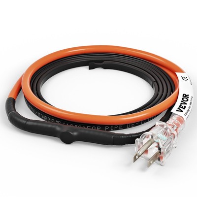 VEVOR Self-Regulating Pipe Heating Cable, 6-feet 5W/ft Heat Tape for Pipes Freez