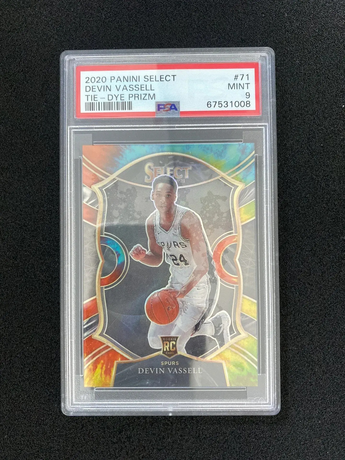 2020-21 Panini Select Concourse Tie Dye #71 Devin Vassell RC 24/25 PSA 9 EB14