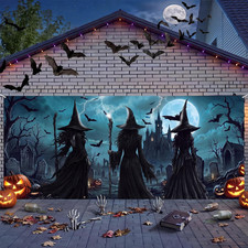 7 X 16 Ft Witch Halloween Garage Door Cover Banner Decoration