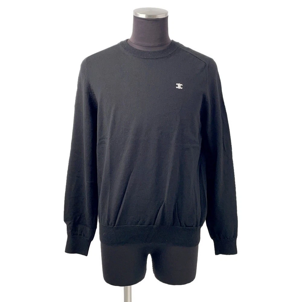 Celine — CELINE Triomphe crew neck sweater Size L Wool 100% Black 2AH80322U