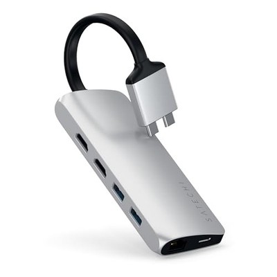 SATECHI USB TYPE-C DUAL MULTIMEDIA ADAPTER - SILVER