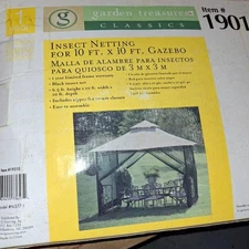 GARDEN TREASURES Netting Mosquito Insect Screen for Gazebo 10x10' N-577-1N NIP