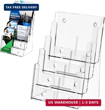4-Tier Brochure Holder 8.5 x 11, Desktop Literature File Organizer Cl