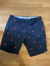 Vintage Polo Ralph Lauren Classic Fit Chino Shorts Navy Lobster Embroidered 40