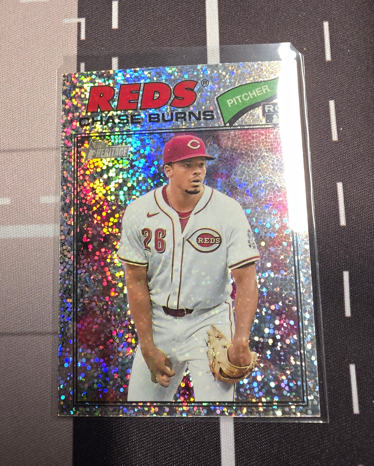 2026 Topps Heritage Chase Burns #212 RC Chrome Silver Sparkle Refractor Reds