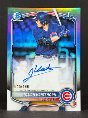 Josiah Hartshorn 2025 Bowman Draft Chrome 1st Bowman Refractor /499 AUTO Cubs