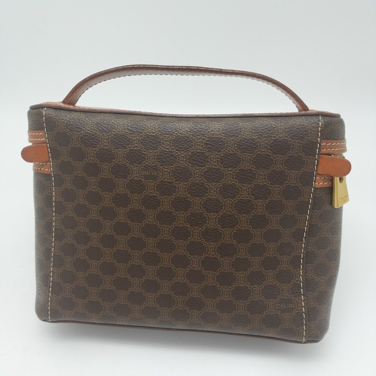 CELINE Macadam Pattern Leather Vanity Handbag Vin… - image 2