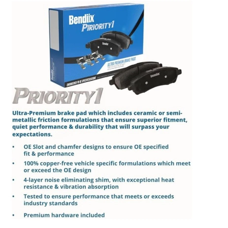 Bendix Priority1 CFC956 陶瓷前刹车片适用于雪佛兰 Cobalt 2005 - 2010 — 第 3/4 张图片