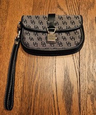 Dooney And Bourke Black Signature Wristlet Wi...