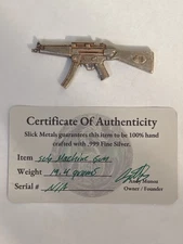 Slick Metals MACHINE GUN 19.4 Grams .999 Fine Silver High Relief Hand Pour
