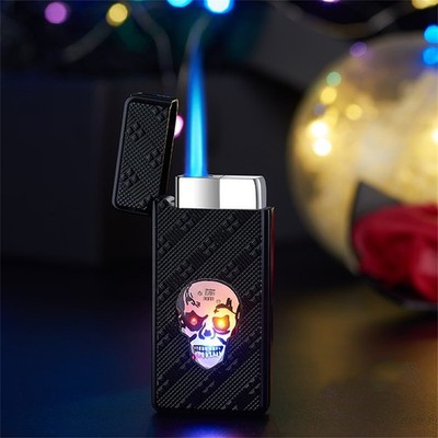 Butane Torch Lighter - Skull with Flashing Lights Metal Windproof Lighter