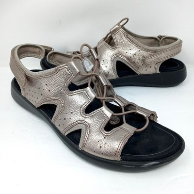 Ecco Jab Soft 5 Toggle Metallic Gold Bronze Sandals Size US 12 / EU 43 Walking