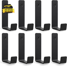 8 Pcs Heavy Duty Wall-Hooks, Large Coat Hooks Wall Mount, Black Metal Wall Hooks