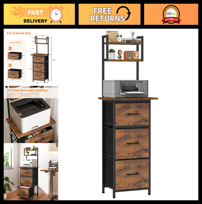 3-Drawer Tall File Cabinet with Extended Desktop, Vertical Filing Storage for Ho