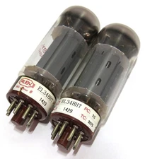Ruby EL34 BHT Vacuum Power Tubes for Guitar/Audio Amplifiers - Set of 2
