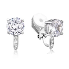 SELOVO 8MM Cubic Zirconia with Small Cz Clip On Stud Earrings Non Pierced Ear...