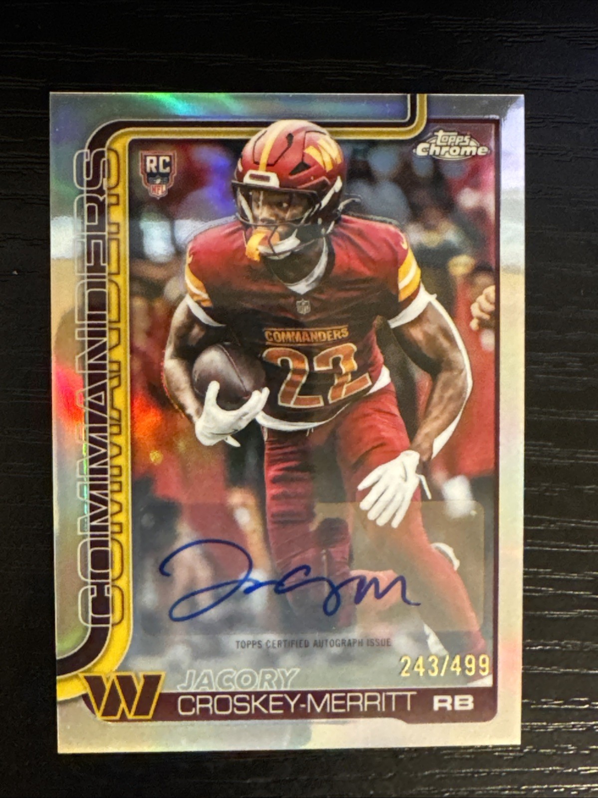 Jacory Croskey-Merritt Topps Chrome Rookies Autograph #JCM Refractor