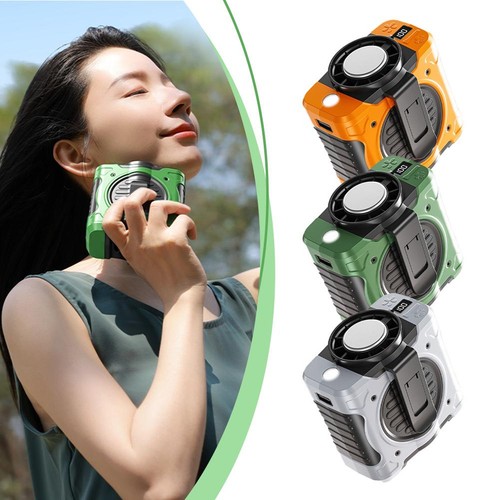 8000mAh Waist Clip Fan Wind Speeds Refrigeration Hanging Neck Fan NEW.