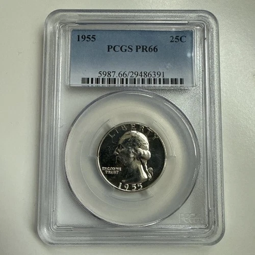 1955 Silver Proof Washington Quarter PCGS PR66 - NICE PROOF COIN