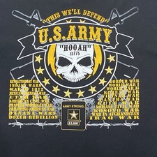 KNS Unique U.S. Army Strong Graphic T-shirt HOOAH Skull USA Made Black Medium