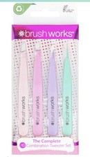 Image of Brushworks HD 4 Piece Complete Combination Tweezer Set