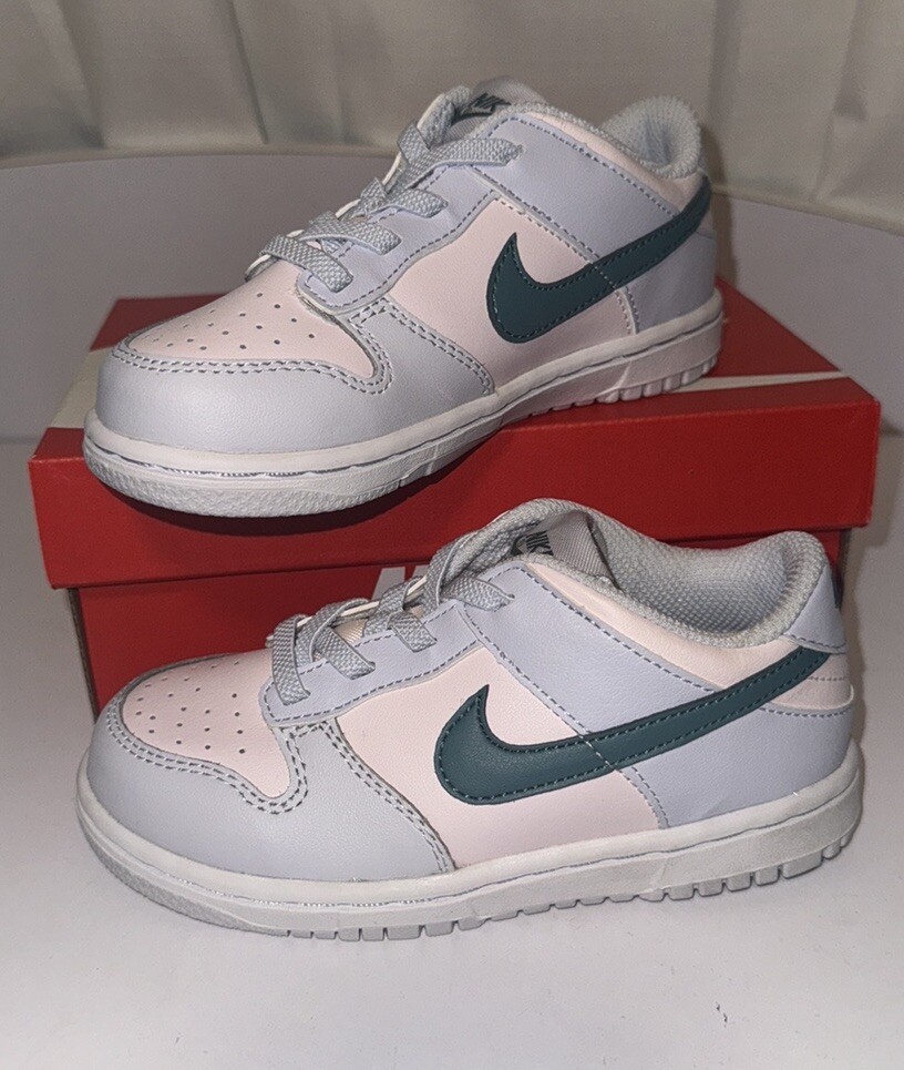 Nike Dunk Low TDE Toddler Size 10C Gray Teal FD1233-002 Kids Shoes-image