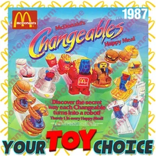 McDonald's 1987 CHANGEABLES Robot CHANGEABLE Food Transformer YOUR Toy CHOICE