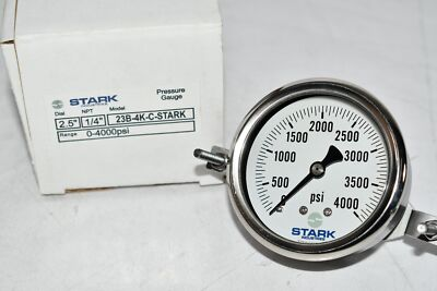 #ad NEW Stark Industries 23B 4K C Pressure Gauge 0 4000PSI 2 1 2#x27;#x27; 1 4#x27;#x27; NPT $30.98
