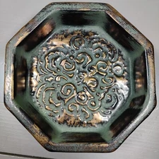 Haeger Sascha Brastoff Roman Bronze Octogon Planter Trinket Dish Decor 70's RARE