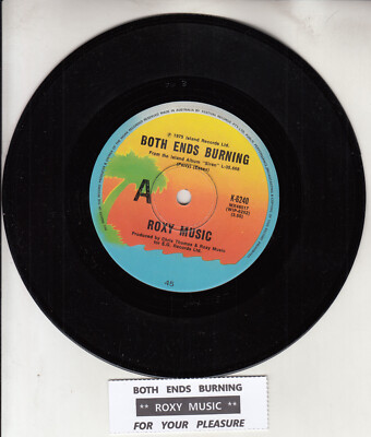 ROXY MUSIC & BRYAN FERRY Both ends burning 7'' 45 rpm record NEW + juke box strip