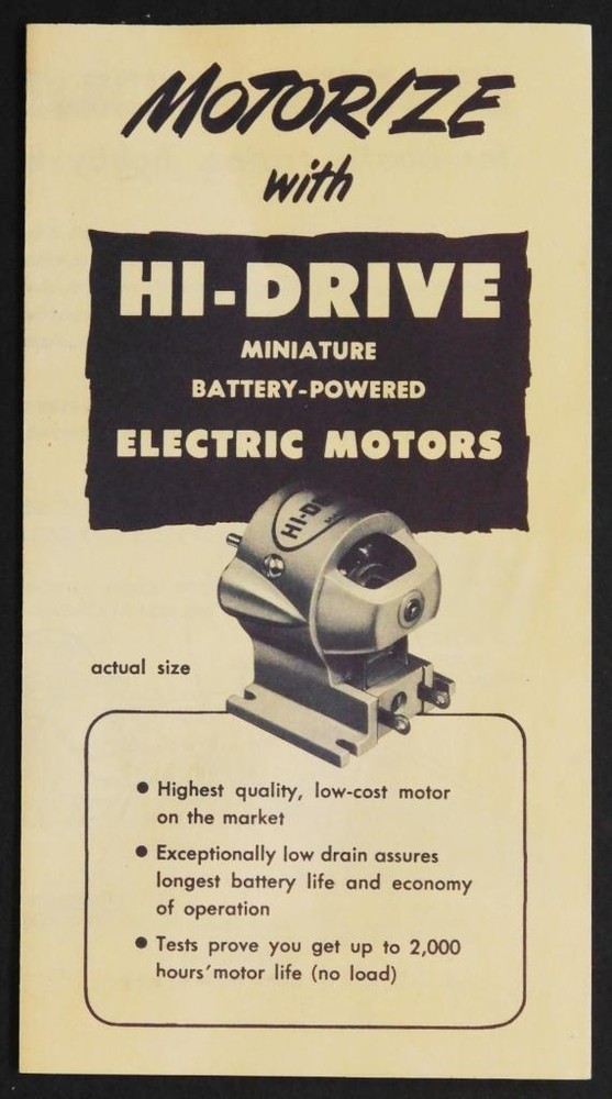 Vintage Flier  Hi Drive Electric Motors for Model Cars Boats Planes Trains Bk9-1