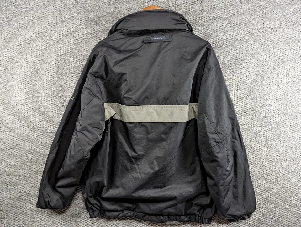 Chaqueta de lluvia NAUTICA Yachting para hombre negra reversible nailon rompevientos lana XL Foto 3 de 4