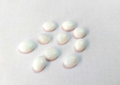 10 Pcs White Opal Cabochon Oval Shape, Smooth Opal Cabochon Jewelry Making A87 - 第 1/6 張圖片
