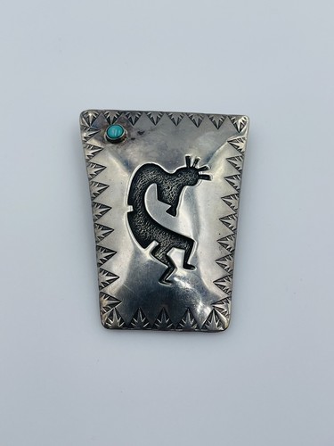 Pendentif Navajo Vintage En Argent Sterling Et Turquoise – Pièce Ancienne Des Années 70